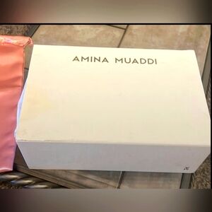 Amina Muaddi Pink Magnetic Shoe Box Tissue Paper Dust Bag Size 39.5